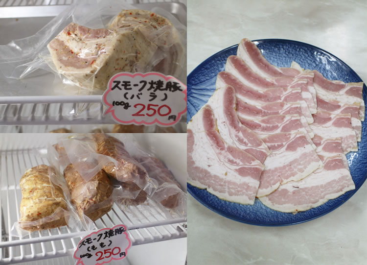 鈴木精肉店の初代 で現会長が作るスモーク焼豚もぜひ食して頂きたい一品。