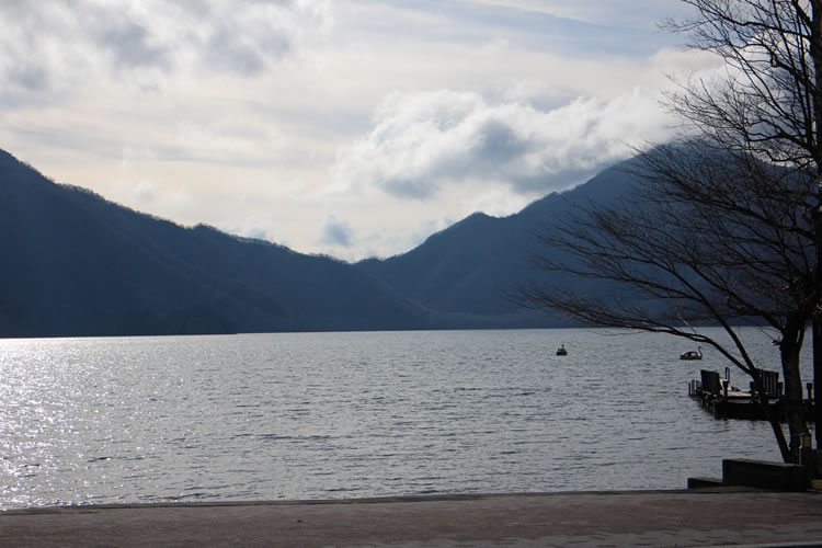 私たちを迎えてくれた中禅寺湖は紅葉も終わり、冬に向かう色をしていました。